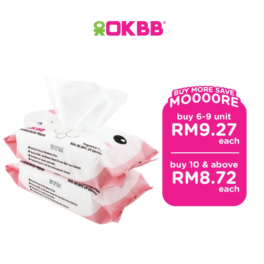 OKBB Baby Wipes 2 x 80's Anti Bacteria Fragrance Free BW160A