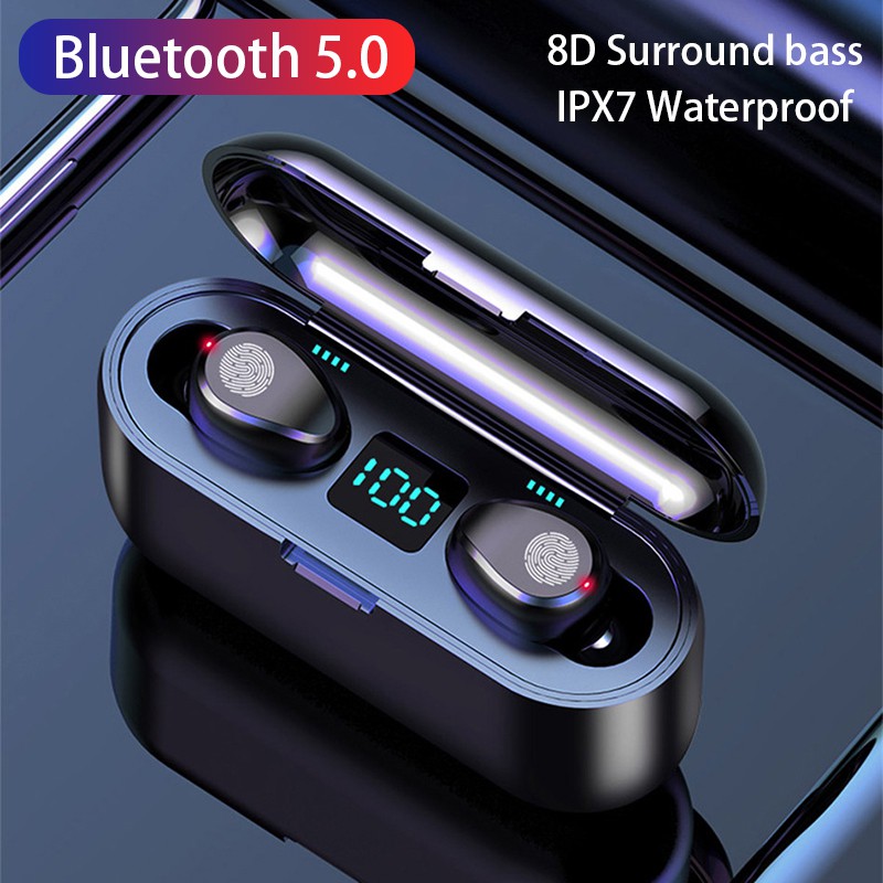 Hi tech❆◇Mini Wireless Bluetooth 5.0 TWS Earphones IPX7 Waterproof 2000 mAh Warehouse HiFi Stereo Sound Headsets Earbu