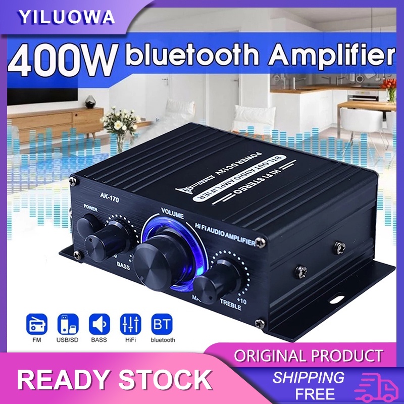 400W 12V Hifi Power Amplifier Stereo Home Car BASS Audio Amp Car