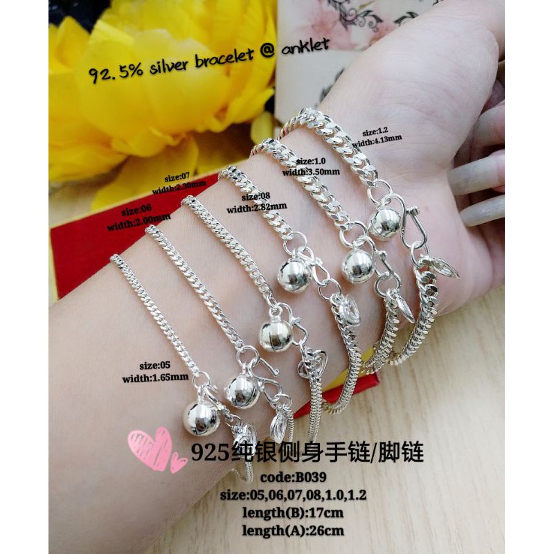 925纯银侧身手链 Silver Bracelet Rantai Tangan Mesin Padu Perak 925