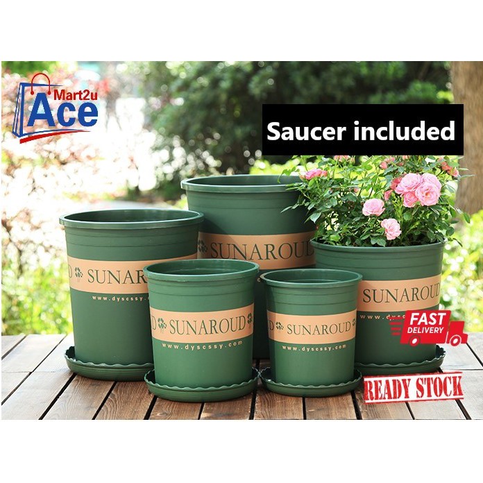 .RS. Sunaroud(HIGH) Plastic Flower Pot Modern Design with Saucer ARMY ...