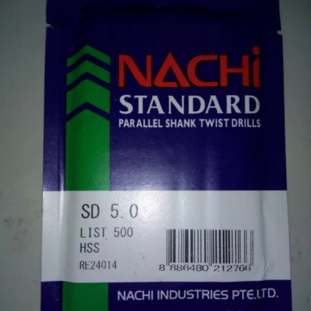 Nachi HSS Straight Shank Spiral Matric Drill Bit Size 5 mm Shopee