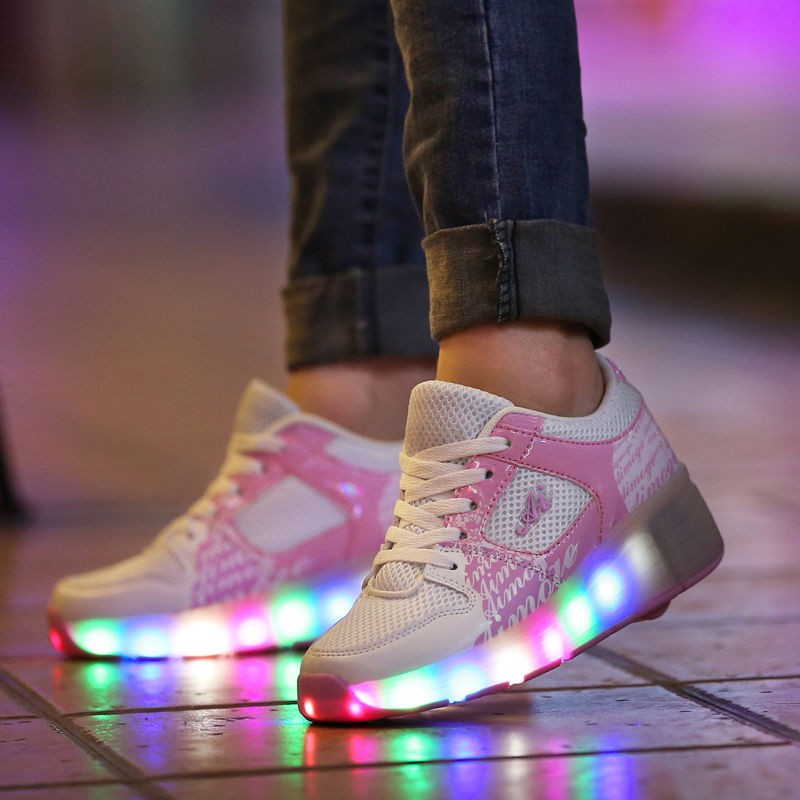 LED Heel Wheel Shoes Kids Girls Boys Light Roller Skates Sneakers Trainers  Pink | Shopee Malaysia