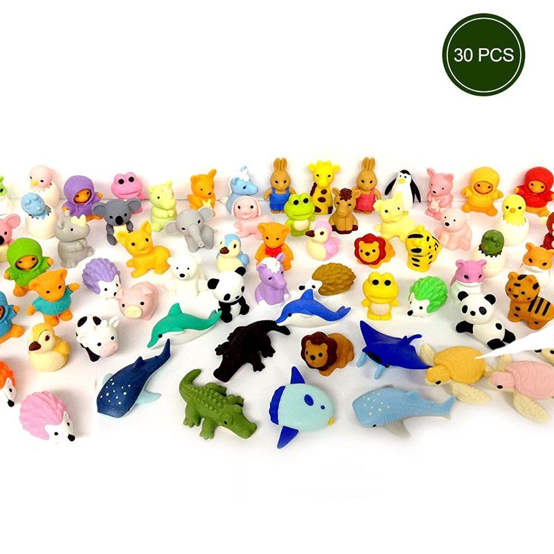 30PCS Mini Animals Erasers Set for Boys Girls Educational Toys Gift |  Shopee Malaysia