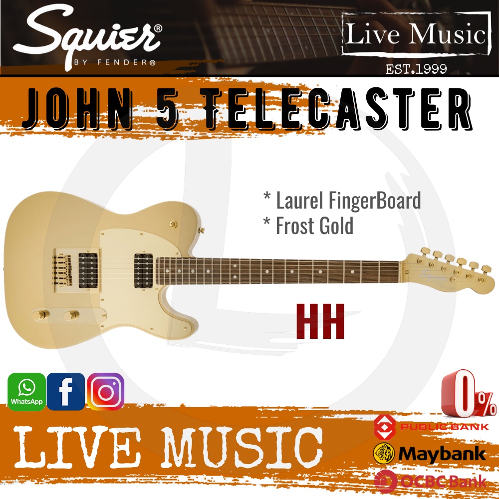 Squier Artist John 5 Telecaster 6 String Electric Guitar Laurel Fingerboard Frost Gold J5 John5 J 5 Shopee Malaysia