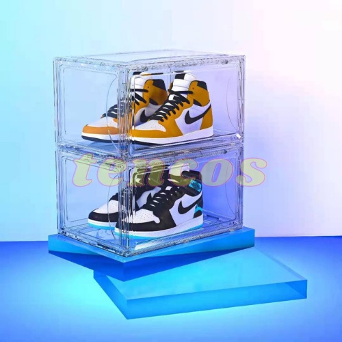 TENCOS FULL TRANSPARENT ACRYLIC MAGNET SIDE OPEN SHOE BOX STORAGE DISPLAY SNEAKER BOX KOTAK KASUT AKRILIK