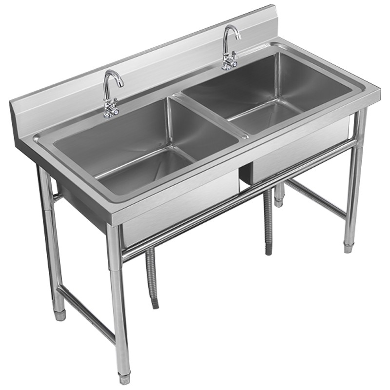 commercial-stainless-steel-sink-with-bracket-double-sink-three-pool