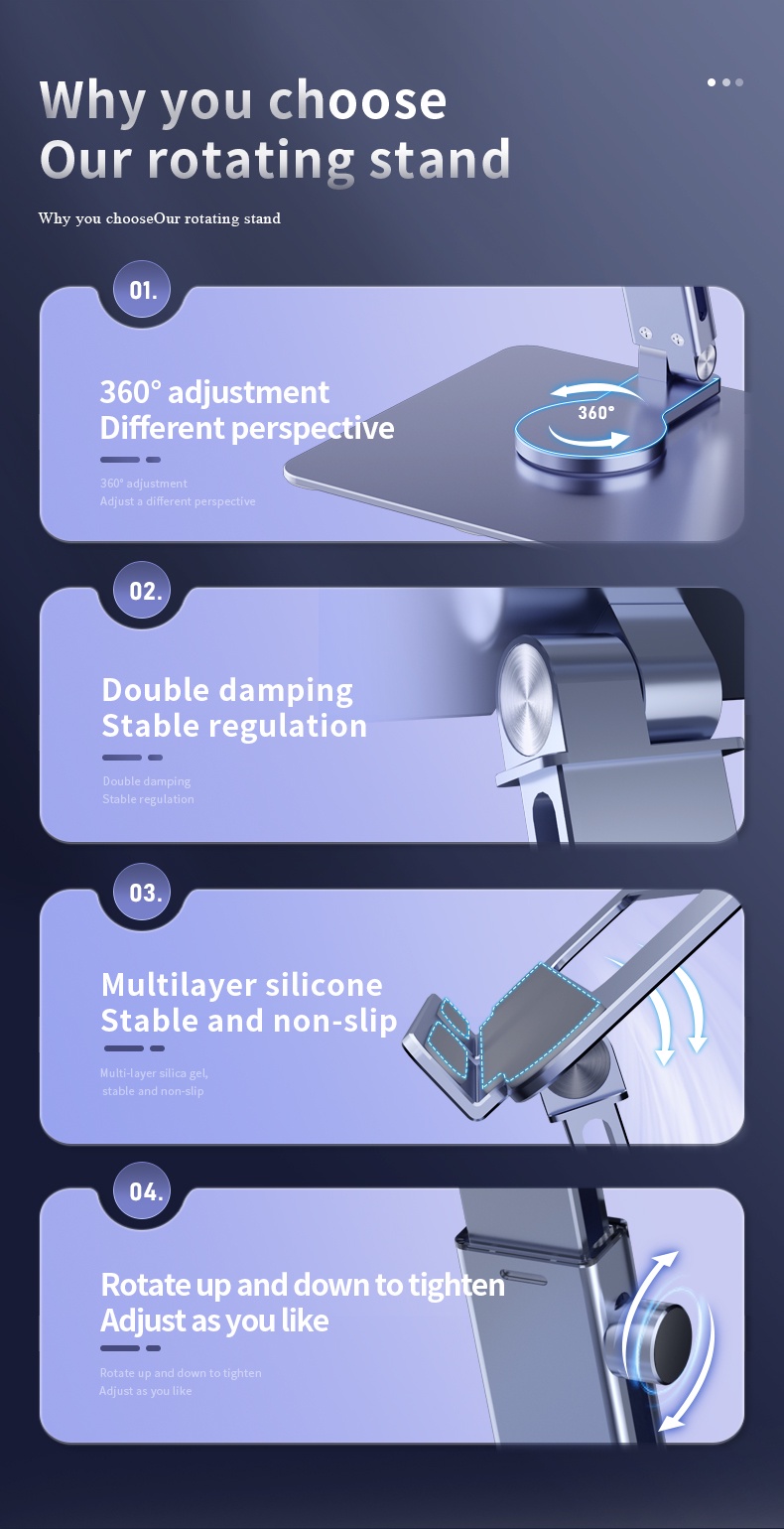 Creative Trend Tablet Stand Desk Riser 360 Rotating Multi-Angle Height ...