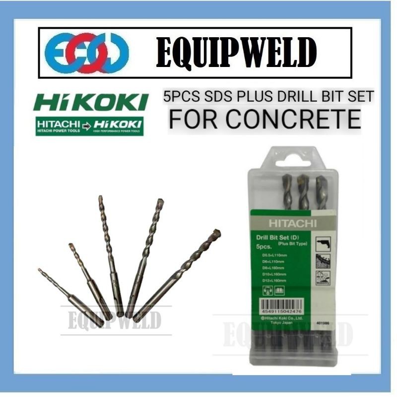 HIKOKI / HITACHI 401986 5PCS SDS PLUS DRILL BIT SET FOR CONCRETE (5.5MM