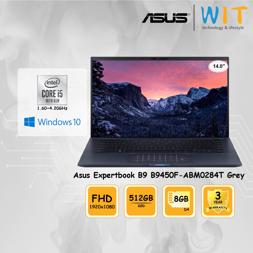 Asus Laptop Expertbook B9 B9450F-ABM0284T Grey/Intel Core i5-10210U 1.60~4.20GHz/8GB D4/512GB SSD/14.0 Asus Laptop Expertbook B9 B9450F-ABM0284T Grey/Intel Core i5-10210U 1.60~4.20GHz/8GB D4/512GB SSD/14.0