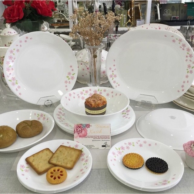 Corelle, USA Set Pinggan Makan 16unit . Corak SAKURA Shopee Malaysia