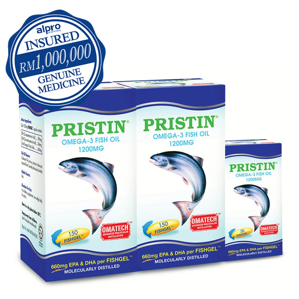 Pristin Omega 3 Fish Oil (1200mg/150's x 2) [Free 30's ...