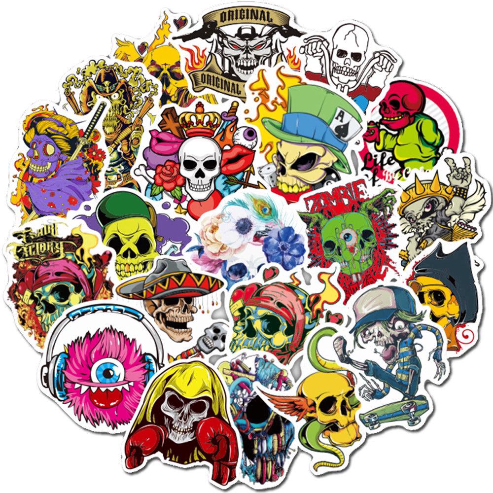 100 Scary Horror Themed Mixed Skateboard Stickers Skull Blood Gore Sticker Bomb
