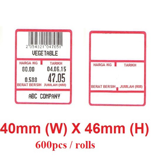 weighing scale labels 40mm x 46mm 100rolls Shopee Malaysia