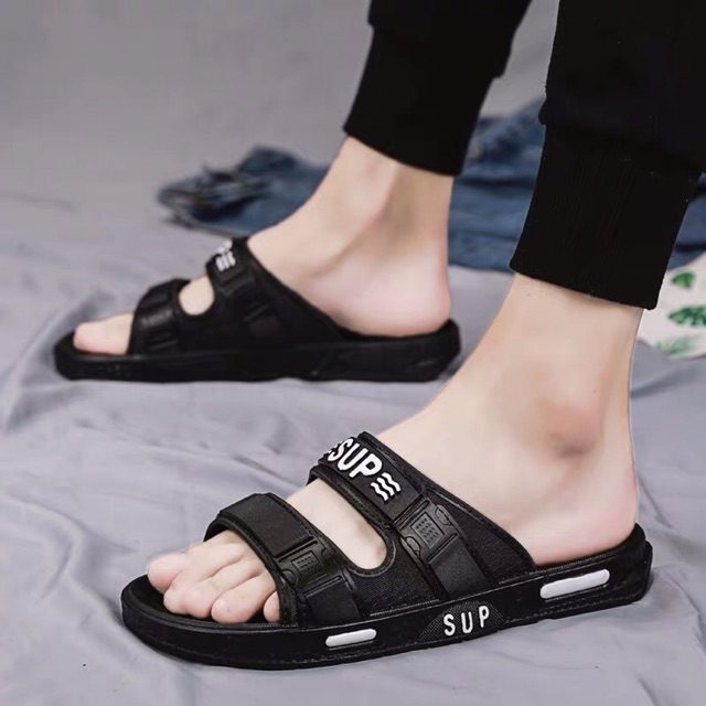 Black Horizontal Strap Slippers Super beautiful Cool Summer Style ...