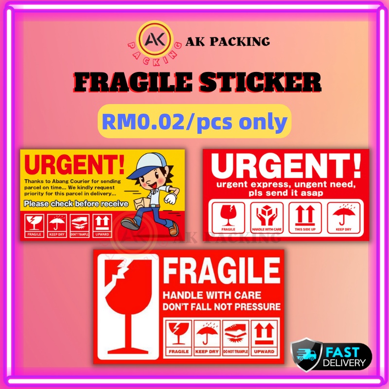 Fragile Sticker Urgent Sticker Mudah Pecah Murah Warning Label Fragile