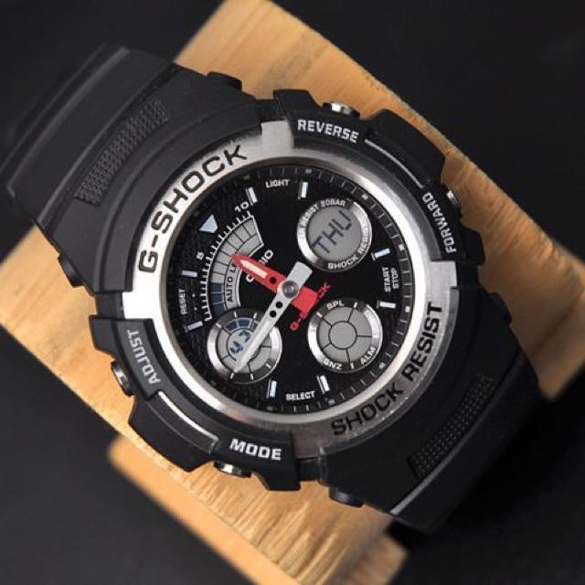 Casio G-Shock Anadigi Men's 200M Standard Black and Silver Watch AW-590-1ADR