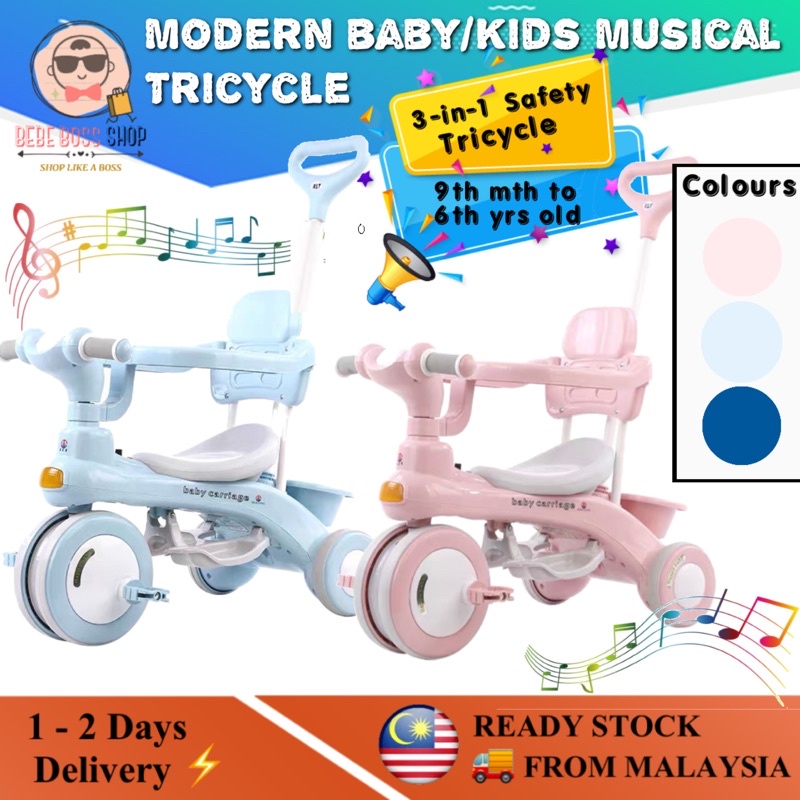 [TAWARAN HEBAT] Fashion Modern Baby Kid Child Musical Tricycle Bicycle (9m-6yrs)