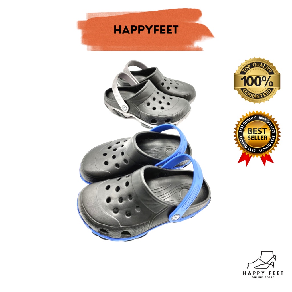 [UPGRADE VERSION] HAPPY FEET Classic Croc Shoes Kasut Getah Croc Lelaki Man Boy Male Rubber Shoe