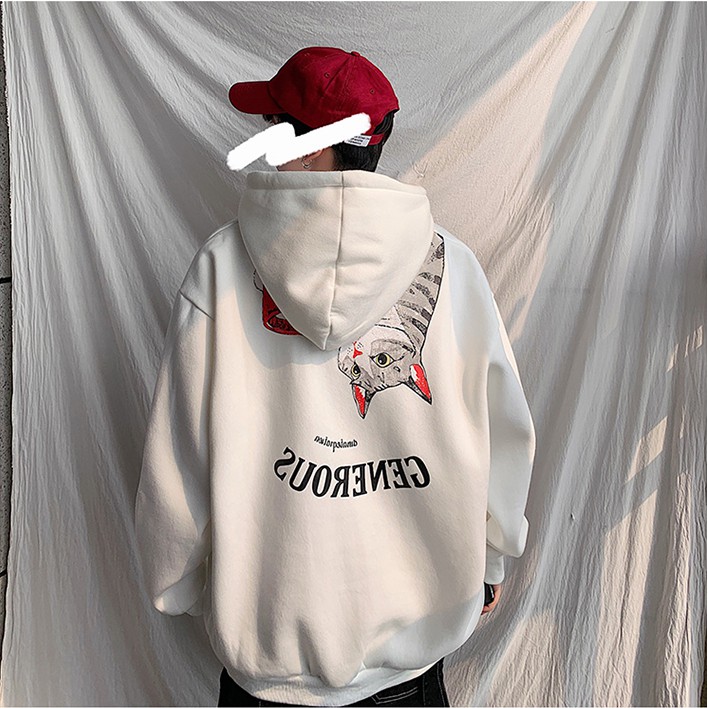 Korean Fashion Long Sleeve Cat Printing Hooded Hoodie 现货不用等 正韩帽t 大学t 韩版潮流长袖帽t 猫咪印花连帽帽衫春秋装上衣青少年男士长t 卫衣情侣帽t 现货 现货不用等 正韩帽t 大学t 韩版潮流长袖帽t 猫咪印花连帽帽衫春秋装上衣青少年男士长t 卫衣情侣帽