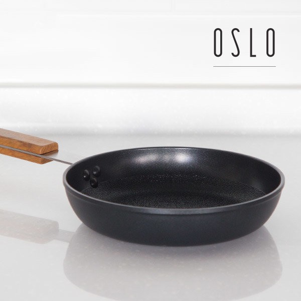 Oslo 28 cm Ecoramic IH Induction Korean Frying Pan with Natural Wood