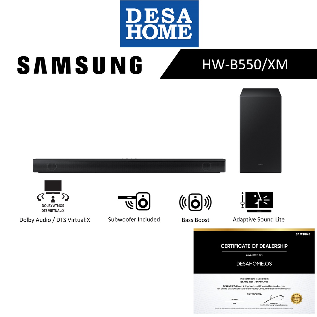 (2022 NEW MODEL) SAMSUNG HWB550/XM 410 WATTS 2.1 CHANNEL SOUNDBAR