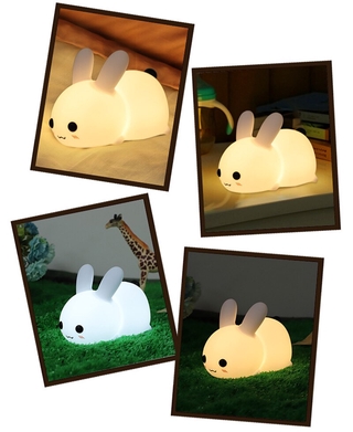 Quby Lamp Rabbit LED Night Light Silicone Animal Cartoon Dimmable Lamp