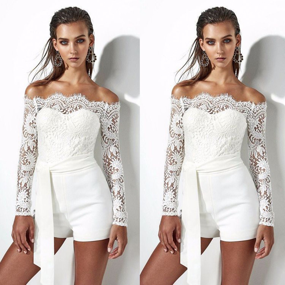 romper shorts off shoulder