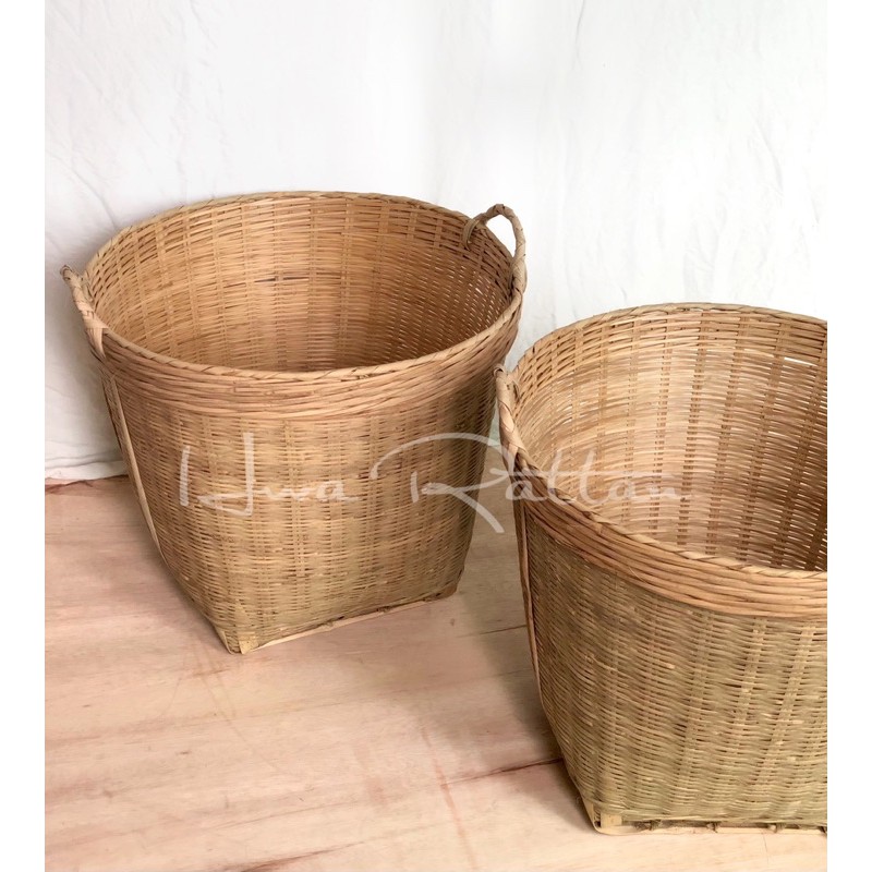 Large size laundry basket / Raga bakul buah Bamboo handcrafted basket Rattan storage basket Toy and clothes organizer