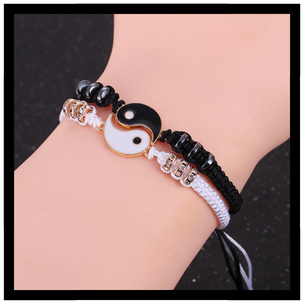 [1PCS] Yin Yang Tai Chi Adjustable Matching Taiji Trigram Cord Jewelry Handmade Gossip Rope Bangle for Couple BBF Friend