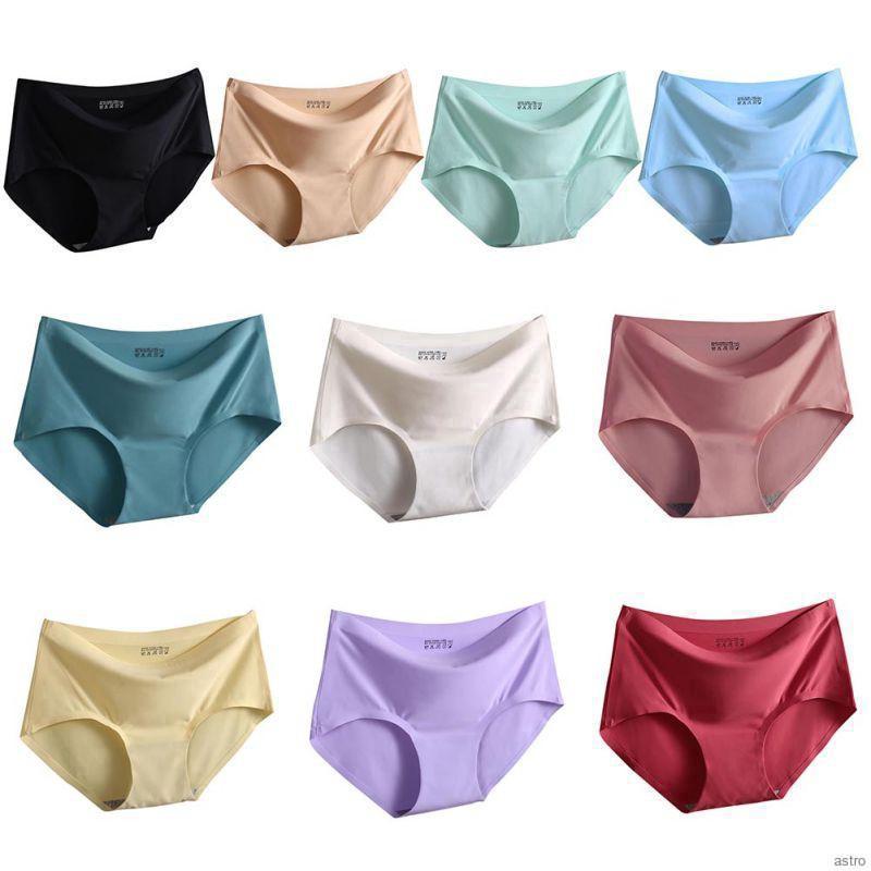 Women's Seamless Cool Silk Panties Breathable Thin Briefs Underwear(one ...