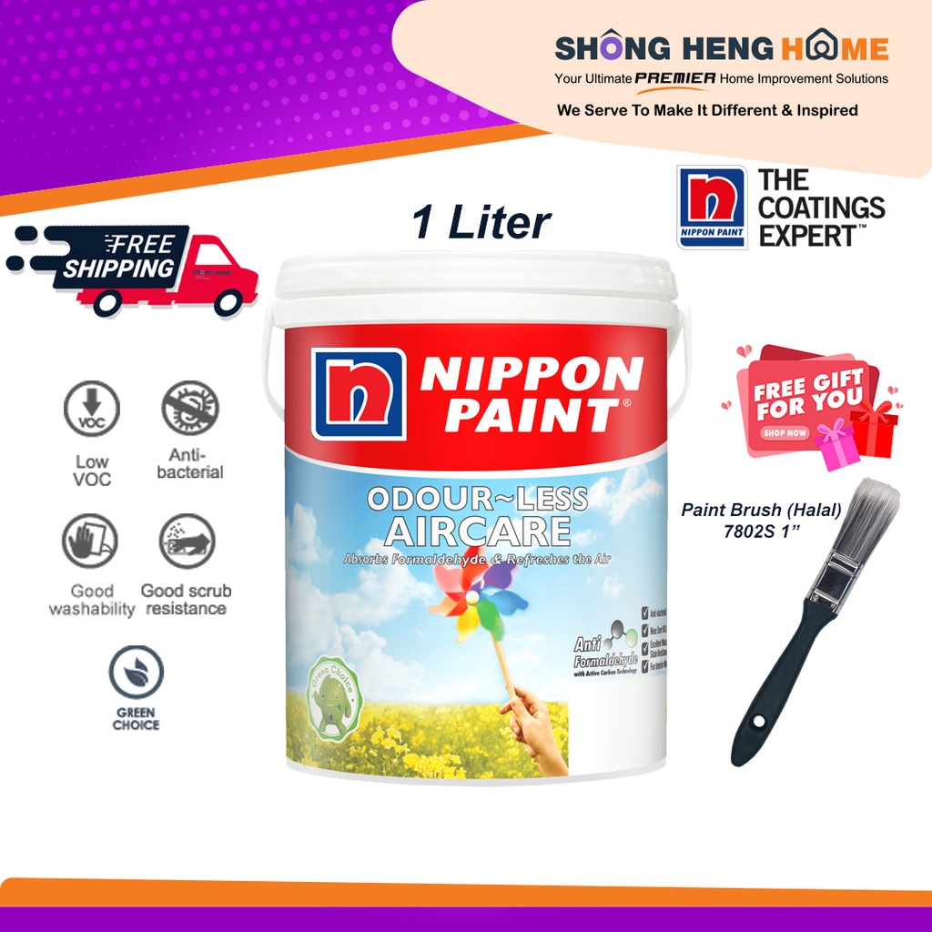 1L - Nippon Paint Odourless Aircare Interior Wall - N 1834D - SHADY ...