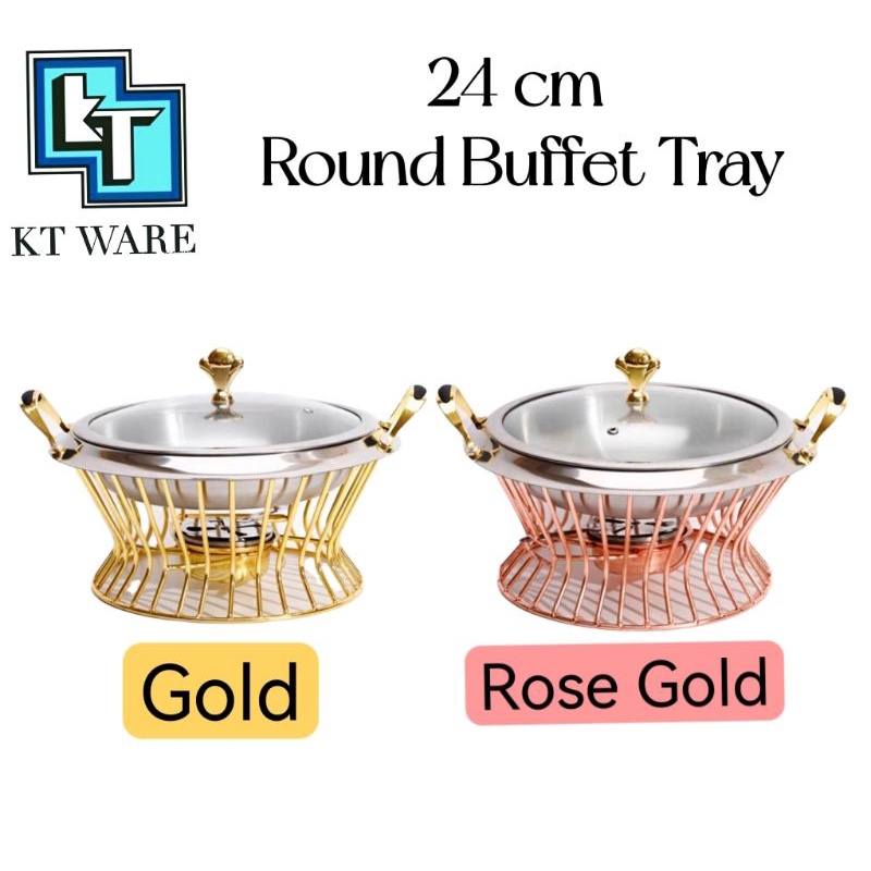 KT WARE 24cm  buffet set food tray serving tray chafing dish soup warmer  kenduri tray ketam buffet set