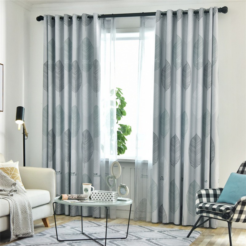 Nordic Blackout Curtain With Leaves Thickened Window Curtains For Bedroom Living Room Sheer Drapes