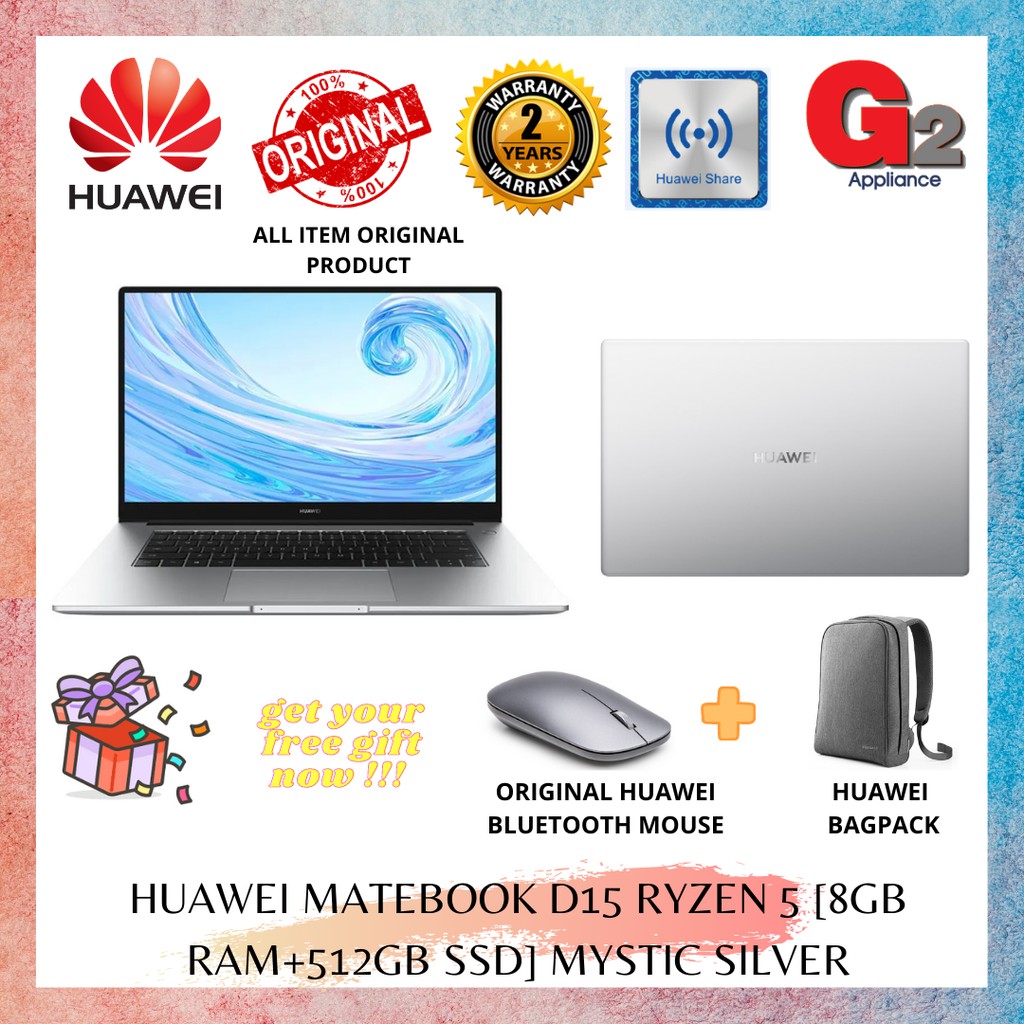 HUAWEI MateBook D15 RYZEN5 8GB RAM+512GB SSD (Mystic ...