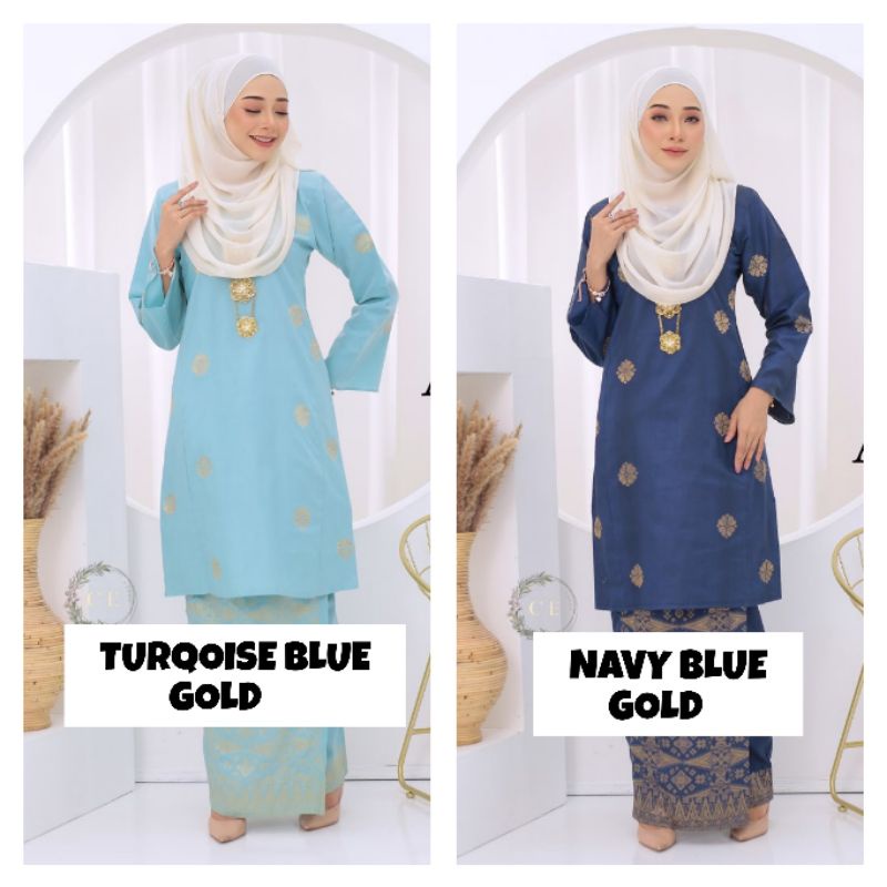 [TUROISE BLUE & NAVY BLUE GOLD ] KURUNG PAHANG SONGKET AISYA TENUN 6.0 ❤️ PREMIUM SONGKET TENUN ASLI ❤️ SIZE S TO 2XL ❤️