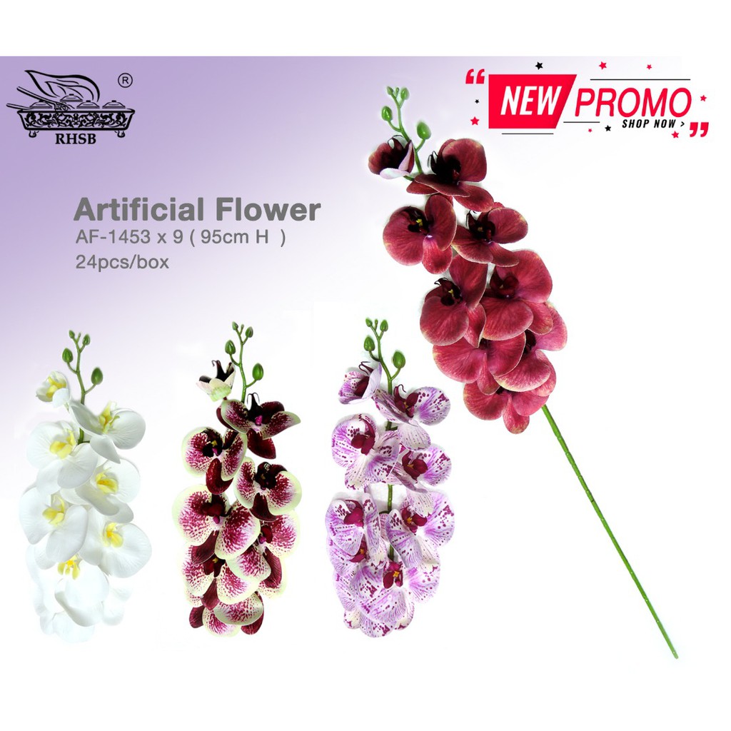 Bunga Hiasan Orkid Murah - ORKID 3D LATEX /ARTIFICIAL FLOWER /ORCHID /ARTIFICIAL PLANT /FLOWER /LEAF 96CM