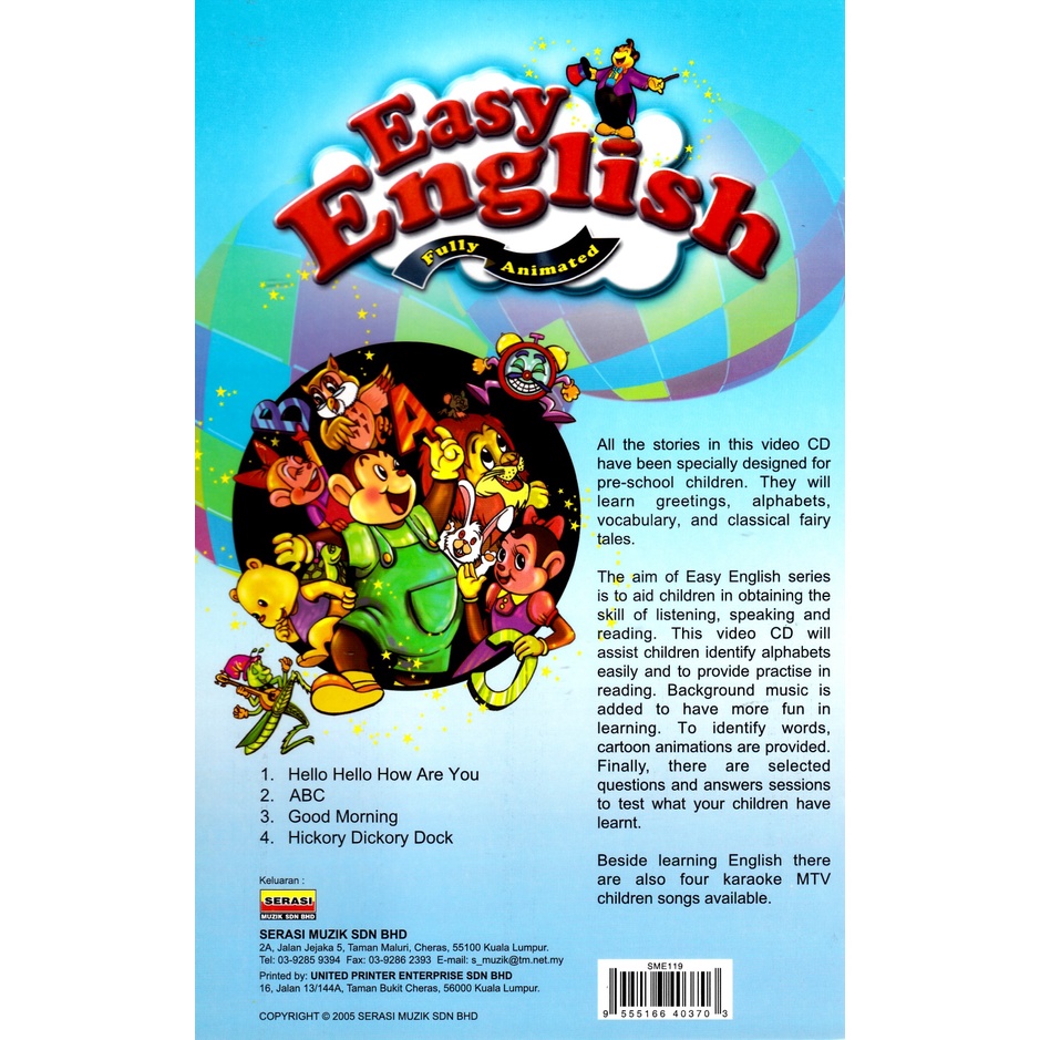 EASY ENGLISH FULLY ANIMATED LEARNING ENGLISH WITH MALAY EXPLANATION  VCD+BOOK ( CHILDREN EDUCATION ) | Shopee Malaysia