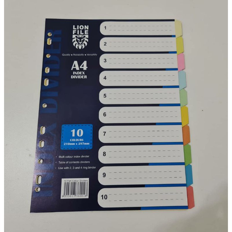Paper Index Divider 10 colour (5sets/pkt) Shopee Malaysia