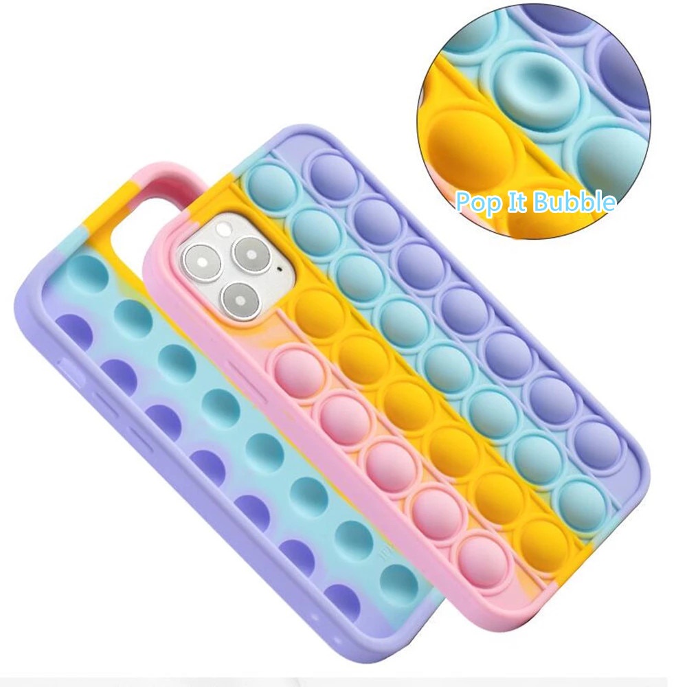 Fidget Toys Pop It Phone Case Push It Bubble Silicone Case For Iphone 11 12 Pro Max 6s 7 8 Plus X Xr Xs Max Reliver Stress Cover Shopee Malaysia