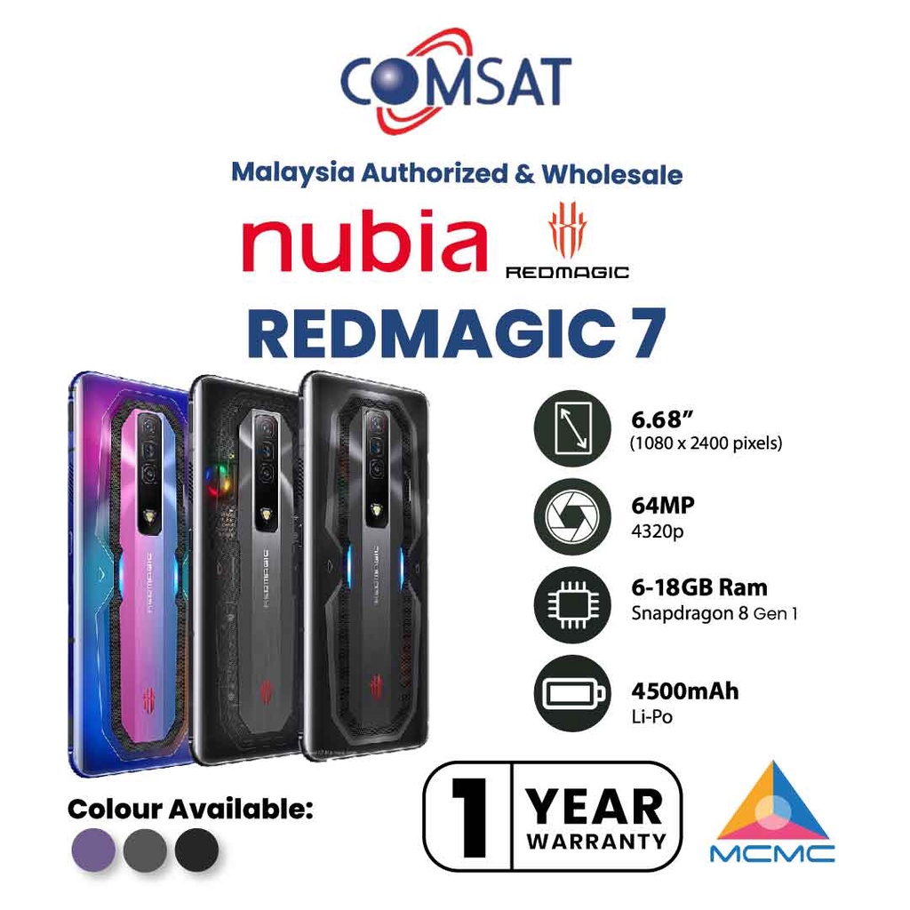 Nubia RedMagic 7 18GB RAM 256GB Original 1 Year Warranty