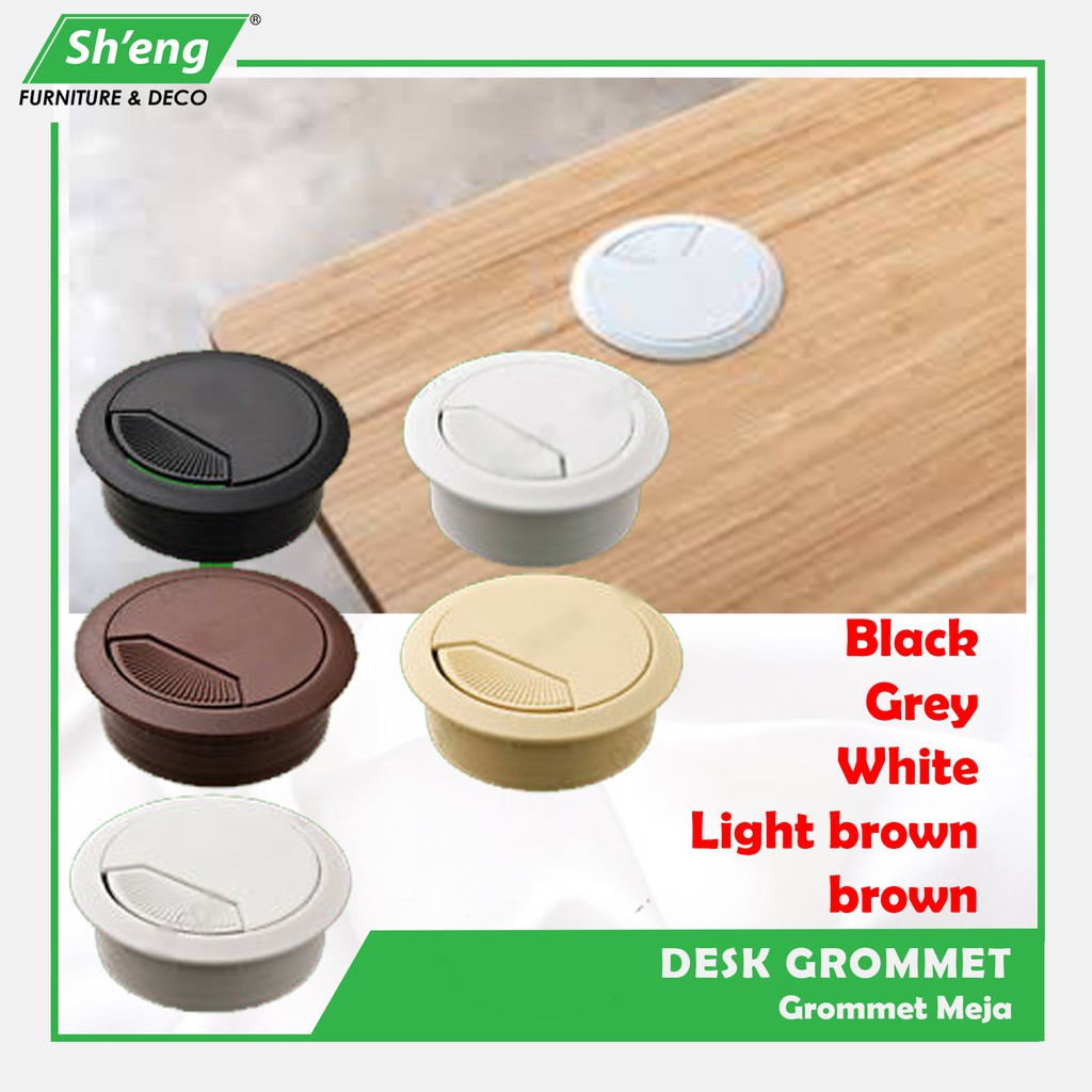 (2pcs) Desk Grommet Table Office Plastic Management Cable Tidy Wire Cap Cover Flap Grommet Meja