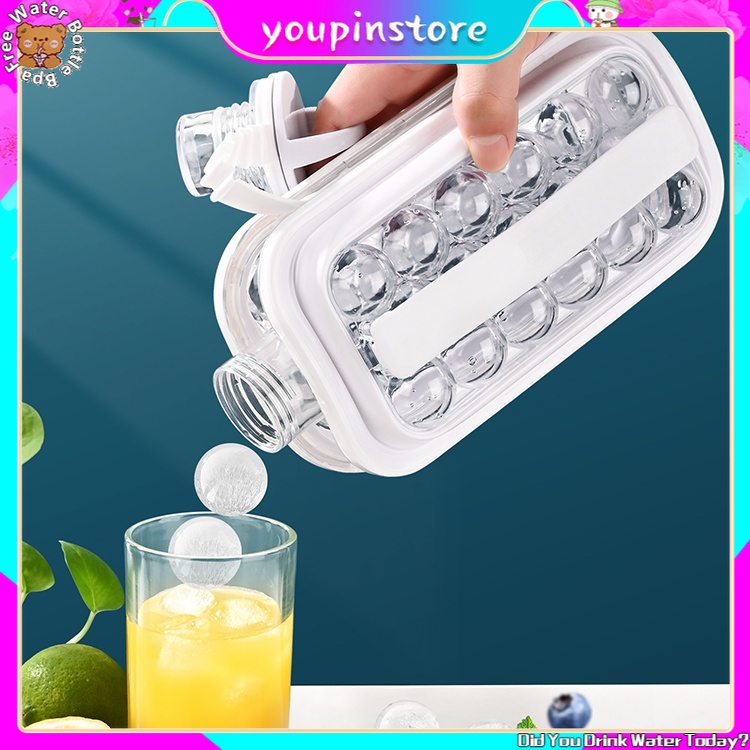 VOLEMER 2 In1 Ice Hockey Kettle Commercial Ice Cube Mold Making Ice Box Spherical Ice Tray Artifact Refrigerator Quick Freezer Water Bottle