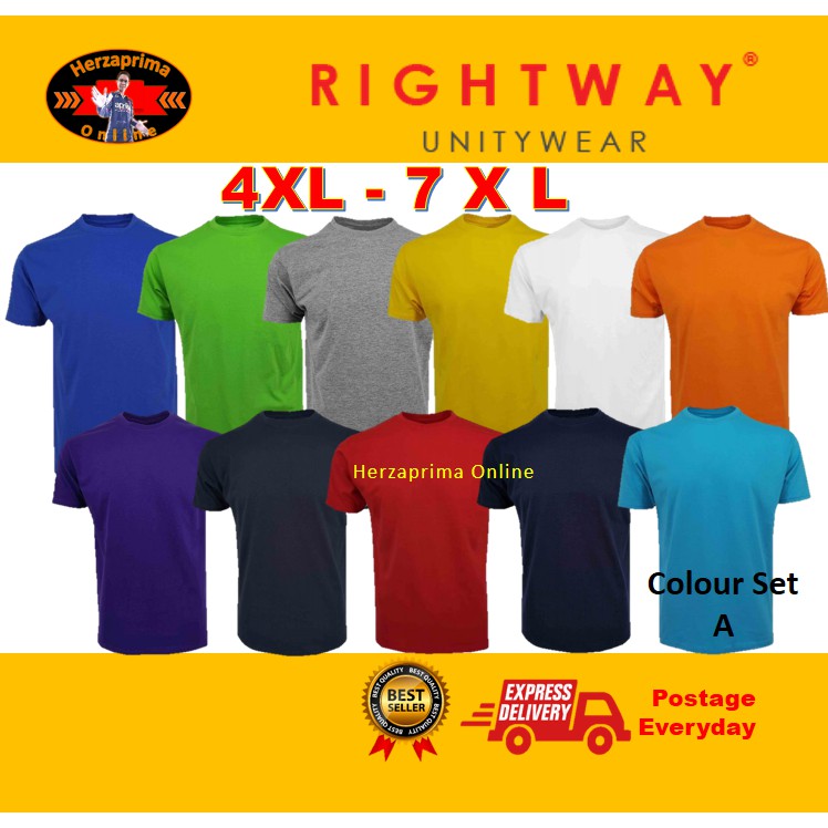 RIGHTWAY Big Size T-Shirt Cotton 4XL-7XL Round Neck Color Set A For Men ...