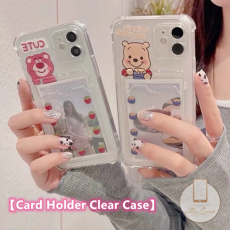 Bunny Bear Phone Case Cute Pink Rabbit Animal Clear Card For iPhone 12 Pro Max Mini 11 Pro Max X/Xs Max Xr SE 2020 7 8 Plus 6 6s Plus
