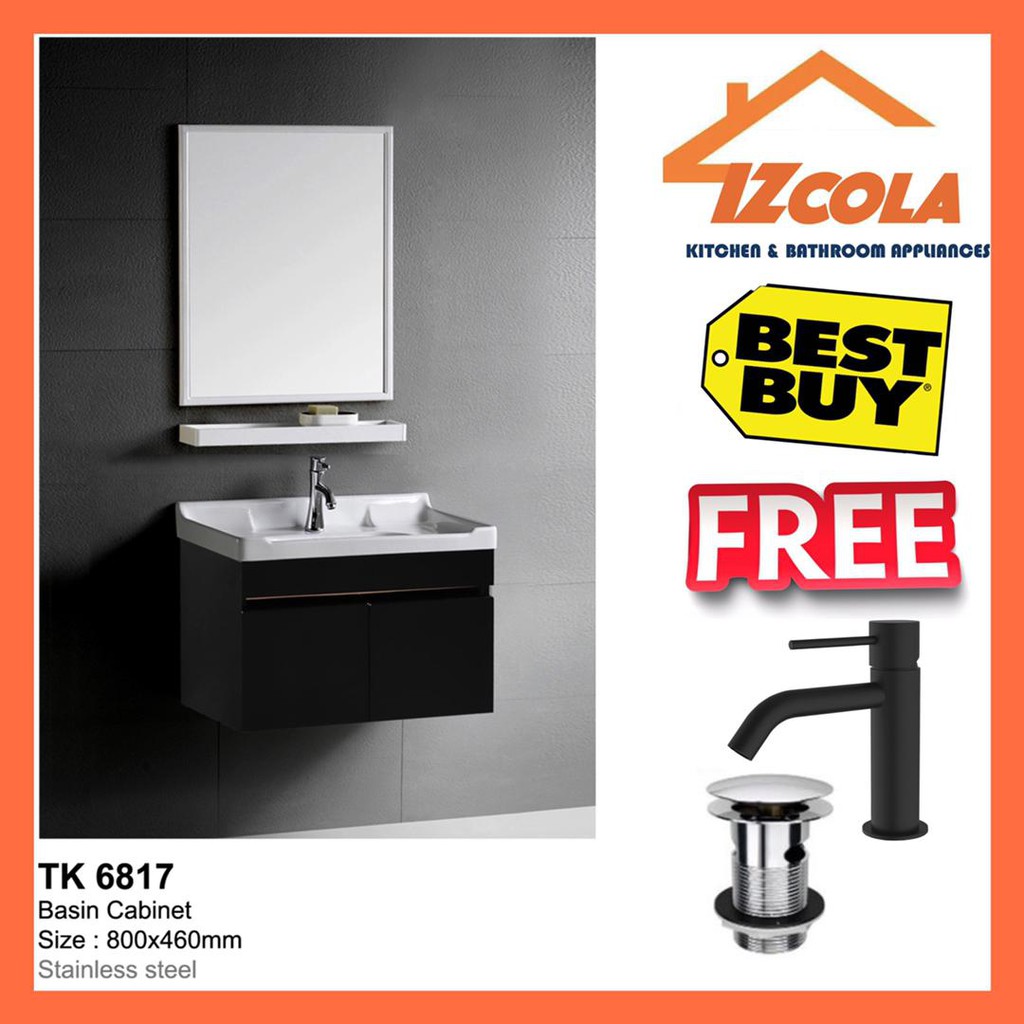 Lowest Price Premium Quality Ceramic Basin Cabinet Bathroom Cabinet Free Tap Waste Worth Rm90 35051 5027 5045 Shopee Malaysia