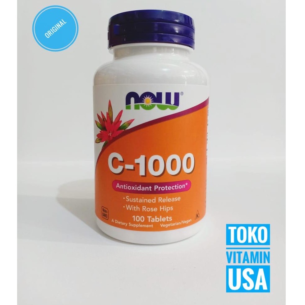 Now Foods Vitamin C 1000mg Sustained Release with Rose Hips 100 Tablets Now C 1000mg
