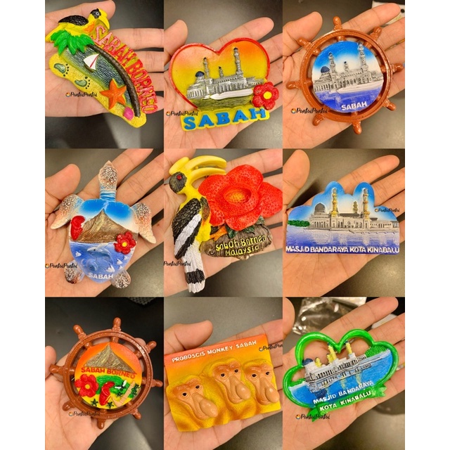 1pcs Sabah Resin Magnet Fridge Magnet sourvenir sabah malaysia 1pcs Malaysia Sourvenir sabah handicraft