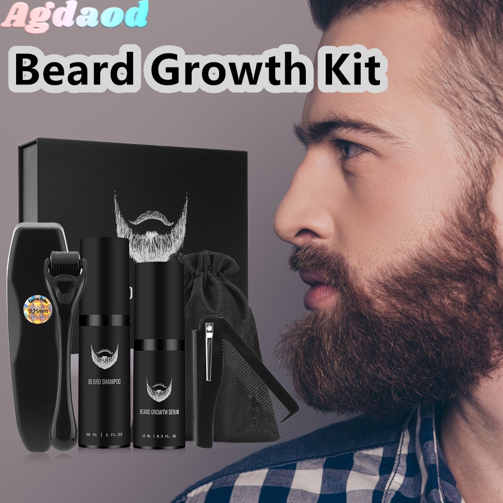 Agdoad 4Pcs Beard Growth Kit Barber Hair Growth Enhancer Hair Beard