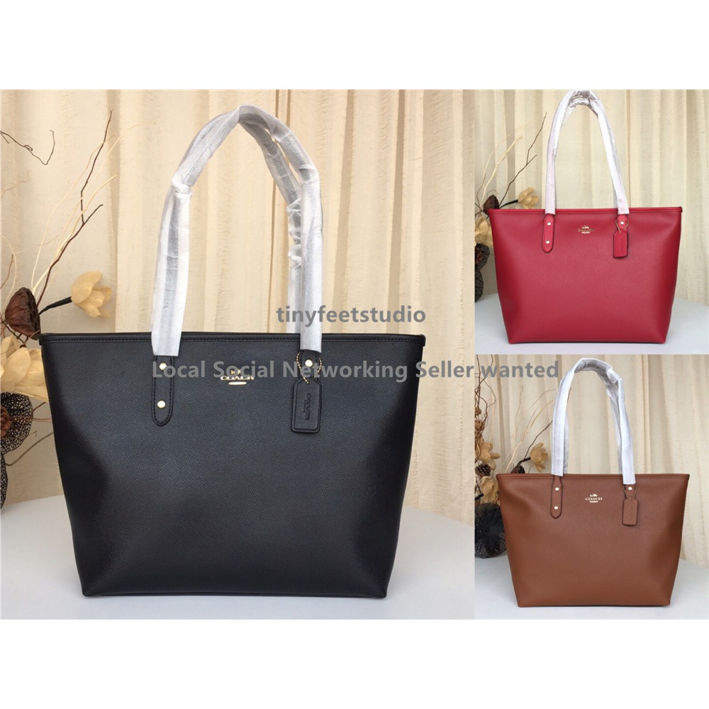 coach city crossgrain leather tote